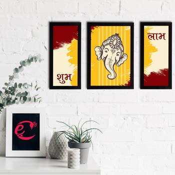 eCraftIndia Set of 3 Lord Ganesha Satin Matt Texture UV Art Painting 2
