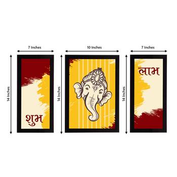 eCraftIndia Set of 3 Lord Ganesha Satin Matt Texture UV Art Painting 4