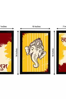eCraftIndia Set of 3 Lord Ganesha Satin Matt Texture UV Art Painting