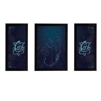 eCraftIndia Set of 3 Lord Ganesha Satin Matt Texture UV Art Painting 1