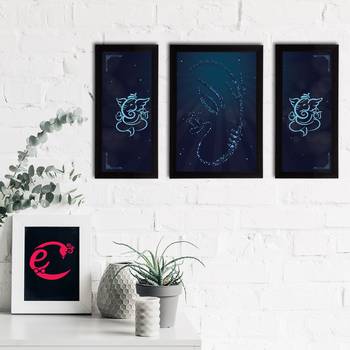 eCraftIndia Set of 3 Lord Ganesha Satin Matt Texture UV Art Painting 2