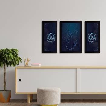 eCraftIndia Set of 3 Lord Ganesha Satin Matt Texture UV Art Painting 3