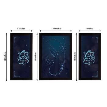 eCraftIndia Set of 3 Lord Ganesha Satin Matt Texture UV Art Painting 4