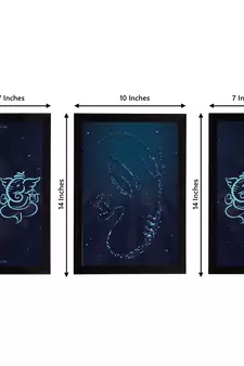 eCraftIndia Set of 3 Lord Ganesha Satin Matt Texture UV Art Painting
