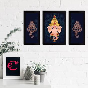 eCraftIndia Set of 3 Lord Ganesha Satin Matt Texture UV Art Painting 2