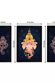 eCraftIndia Set of 3 Lord Ganesha Satin Matt Texture UV Art Painting