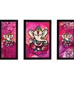 eCraftIndia Set of 3 Lord Ganesha Satin Matt Texture UV Art Painting