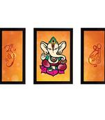eCraftIndia Set of 3 Lord Ganesha Satin Matt Texture UV Art Painting