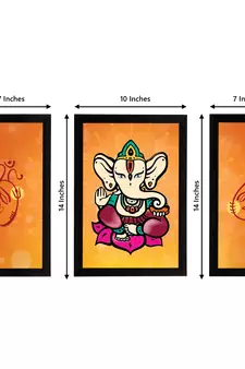 eCraftIndia Set of 3 Lord Ganesha Satin Matt Texture UV Art Painting