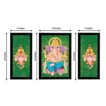 eCraftIndia Set of 3 Lord Ganesha Satin Matt Texture UV Art Painting 4