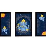 eCraftIndia Set of 3 Lord Ganesha Satin Matt Texture UV Art Painting