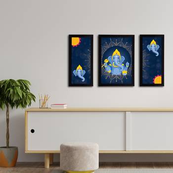 eCraftIndia Set of 3 Lord Ganesha Satin Matt Texture UV Art Painting 3