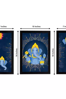eCraftIndia Set of 3 Lord Ganesha Satin Matt Texture UV Art Painting