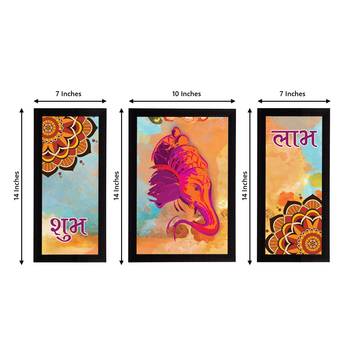 eCraftIndia Set of 3 Lord Ganesha Satin Matt Texture UV Art Painting 4