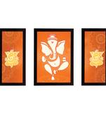 eCraftIndia Set of 3 Lord Ganesha Satin Matt Texture UV Art Painting