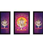 eCraftIndia Set of 3 Lord Ganesha Satin Matt Texture UV Art Painting