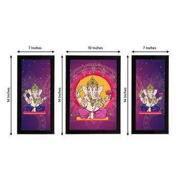 eCraftIndia Set of 3 Lord Ganesha Satin Matt Texture UV Art Painting 4
