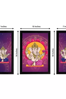 eCraftIndia Set of 3 Lord Ganesha Satin Matt Texture UV Art Painting