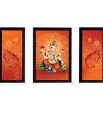 eCraftIndia Set of 3 Lord Ganesha Satin Matt Texture UV Art Painting
