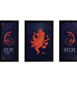 eCraftIndia Set of 3 Lord Ganesha Satin Matt Texture UV Art Painting
