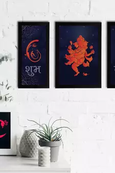 eCraftIndia Set of 3 Lord Ganesha Satin Matt Texture UV Art Painting