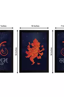 eCraftIndia Set of 3 Lord Ganesha Satin Matt Texture UV Art Painting