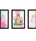 eCraftIndia Set of 3 Lord Ganesha Satin Matt Texture UV Art Painting