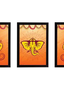 eCraftIndia Set of 3 Lord Ganesha Satin Matt Texture UV Art Painting