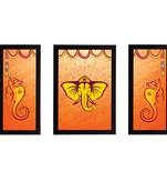 eCraftIndia Set of 3 Lord Ganesha Satin Matt Texture UV Art Painting