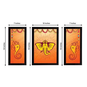 eCraftIndia Set of 3 Lord Ganesha Satin Matt Texture UV Art Painting 4