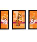 eCraftIndia Set of 3 Lord Ganesha Satin Matt Texture UV Art Painting