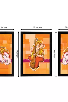 eCraftIndia Set of 3 Lord Ganesha Satin Matt Texture UV Art Painting
