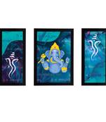 eCraftIndia Set of 3 Lord Ganesha Satin Matt Texture UV Art Painting