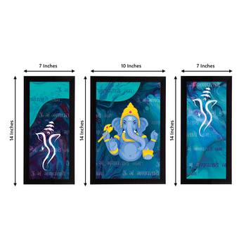 eCraftIndia Set of 3 Lord Ganesha Satin Matt Texture UV Art Painting 4