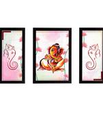 eCraftIndia Set of 3 Lord Ganesha Satin Matt Texture UV Art Painting