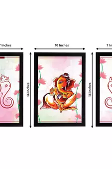 eCraftIndia Set of 3 Lord Ganesha Satin Matt Texture UV Art Painting