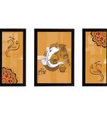 eCraftIndia Set of 3 Lord Ganesha Satin Matt Texture UV Art Painting