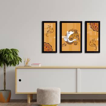 eCraftIndia Set of 3 Lord Ganesha Satin Matt Texture UV Art Painting 3