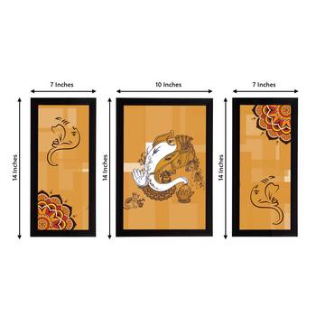 eCraftIndia Set of 3 Lord Ganesha Satin Matt Texture UV Art Painting 4