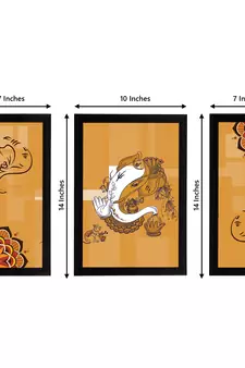 eCraftIndia Set of 3 Lord Ganesha Satin Matt Texture UV Art Painting
