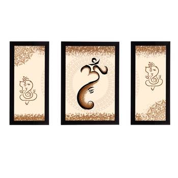 eCraftIndia Set of 3 Lord Ganesha Satin Matt Texture UV Art Painting 1