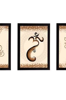 eCraftIndia Set of 3 Lord Ganesha Satin Matt Texture UV Art Painting