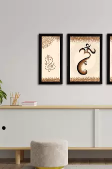 eCraftIndia Set of 3 Lord Ganesha Satin Matt Texture UV Art Painting