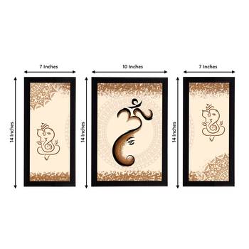 eCraftIndia Set of 3 Lord Ganesha Satin Matt Texture UV Art Painting 4