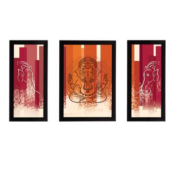 eCraftIndia Set of 3 Lord Ganesha Satin Matt Texture UV Art Painting 1