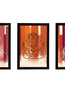 eCraftIndia Set of 3 Lord Ganesha Satin Matt Texture UV Art Painting