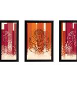 eCraftIndia Set of 3 Lord Ganesha Satin Matt Texture UV Art Painting