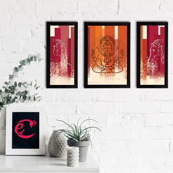 eCraftIndia Set of 3 Lord Ganesha Satin Matt Texture UV Art Painting 2