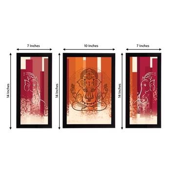 eCraftIndia Set of 3 Lord Ganesha Satin Matt Texture UV Art Painting 4
