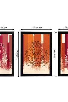 eCraftIndia Set of 3 Lord Ganesha Satin Matt Texture UV Art Painting
